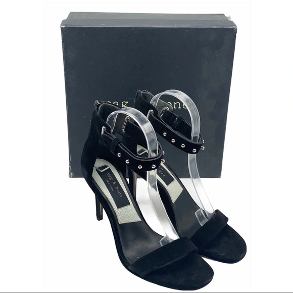 RAG & BONE NIB Black Tamira Studded Suede Heels (Damaged Box) - Picture 2 of 16